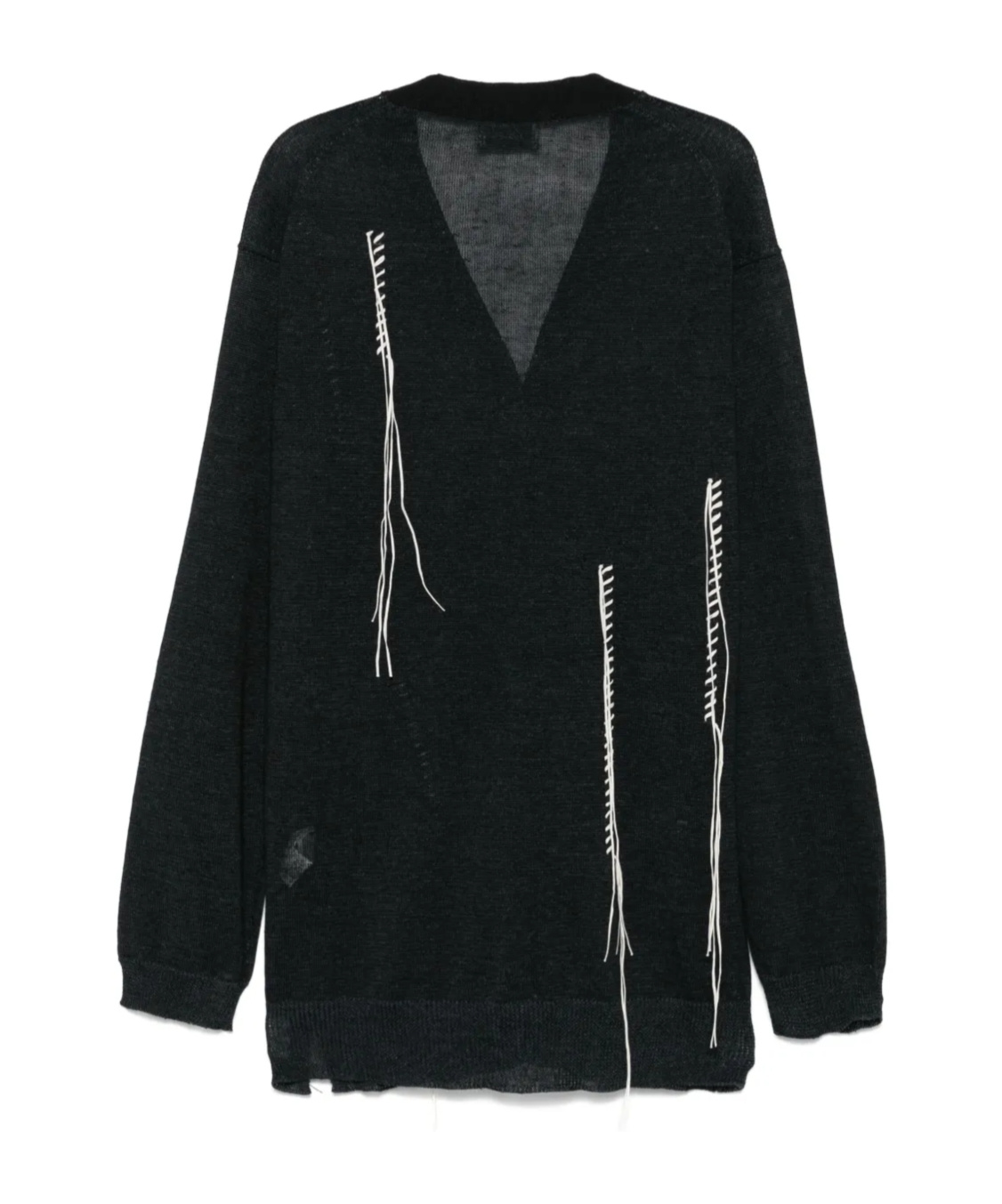 Shop Yohji Yamamoto Contrast-stitching Cardigan