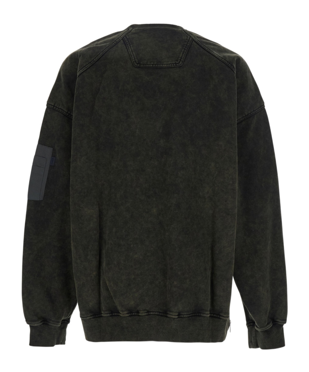 JUUNJ JUUN J CREWNECK SWEATER WITH SLEEVE ZIP POCKET