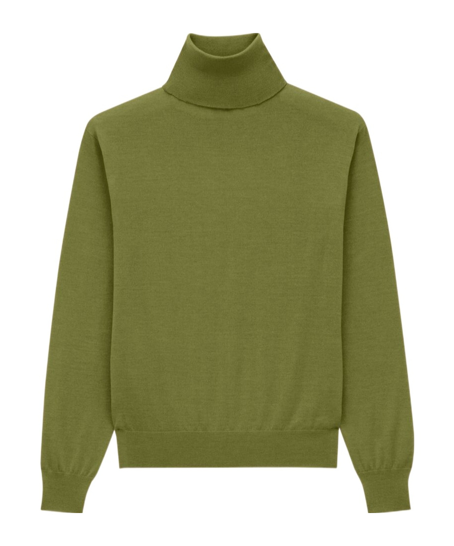 Saint Laurent Turtleneck Sweater In Cashmere, Wool And Silk In Green