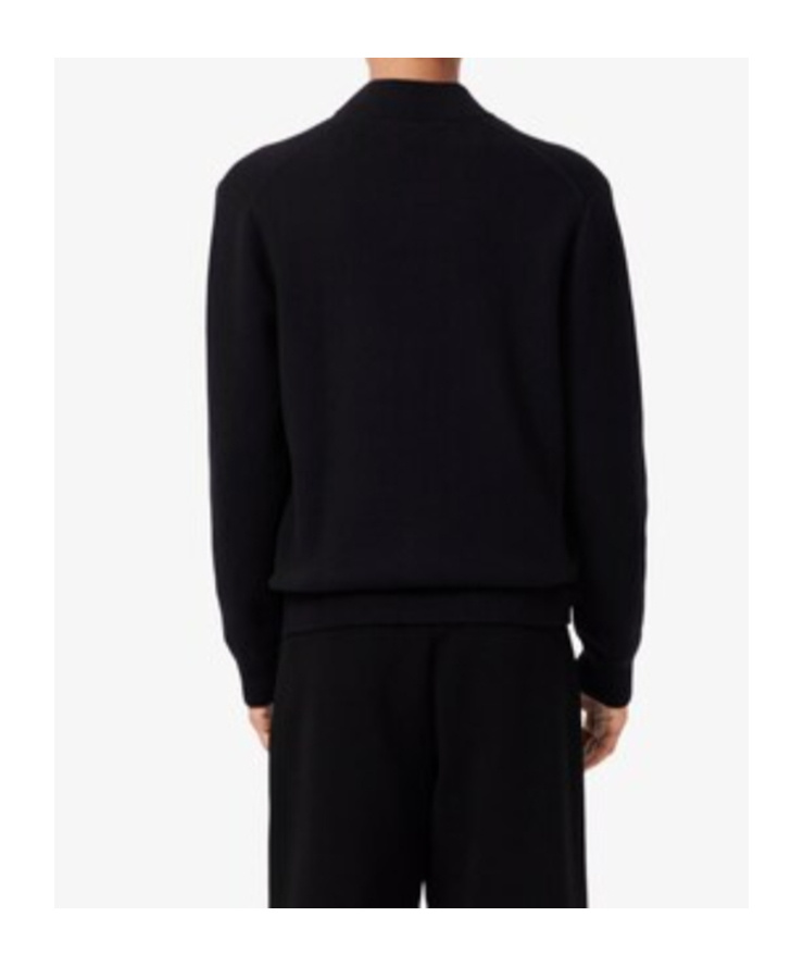 Lacoste Cotton And Wool Knit Bomber Jacket In Black
