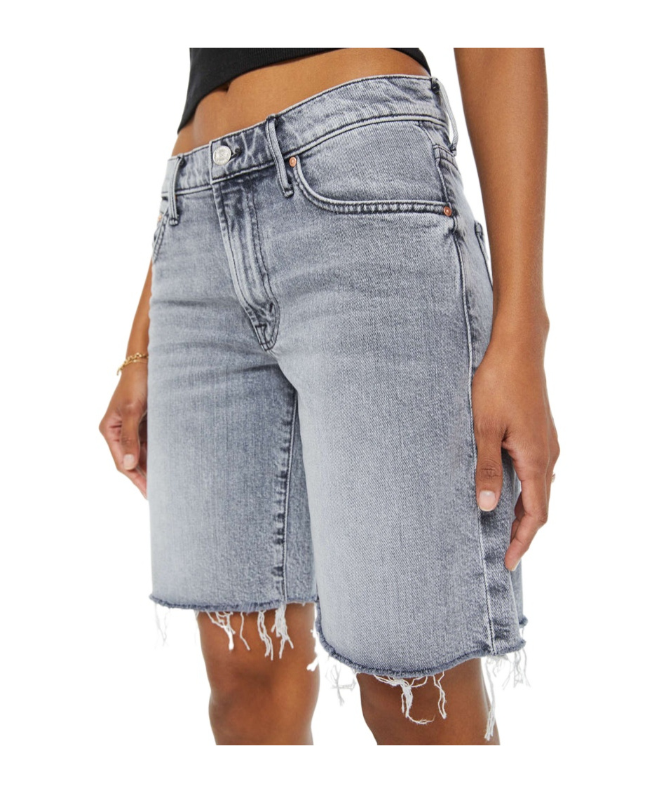 Mother Belt-loop Denim Shorts In Gray