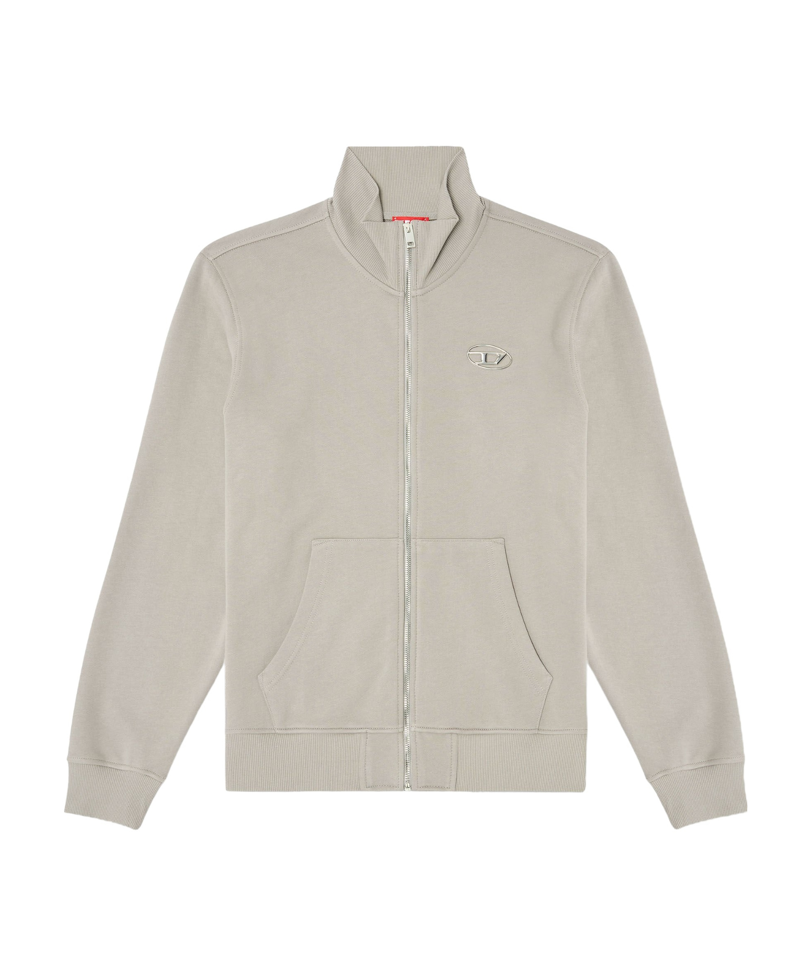Diesel Zip-up Sweatshirt With Metallic Logo In Light Gray