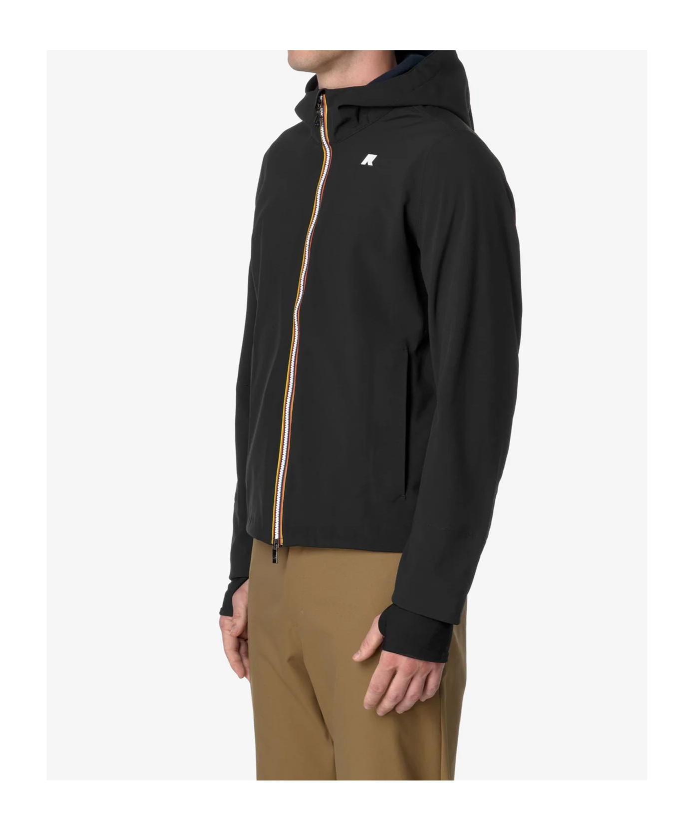 K-way Logo Hooded Casual Jacket In Black