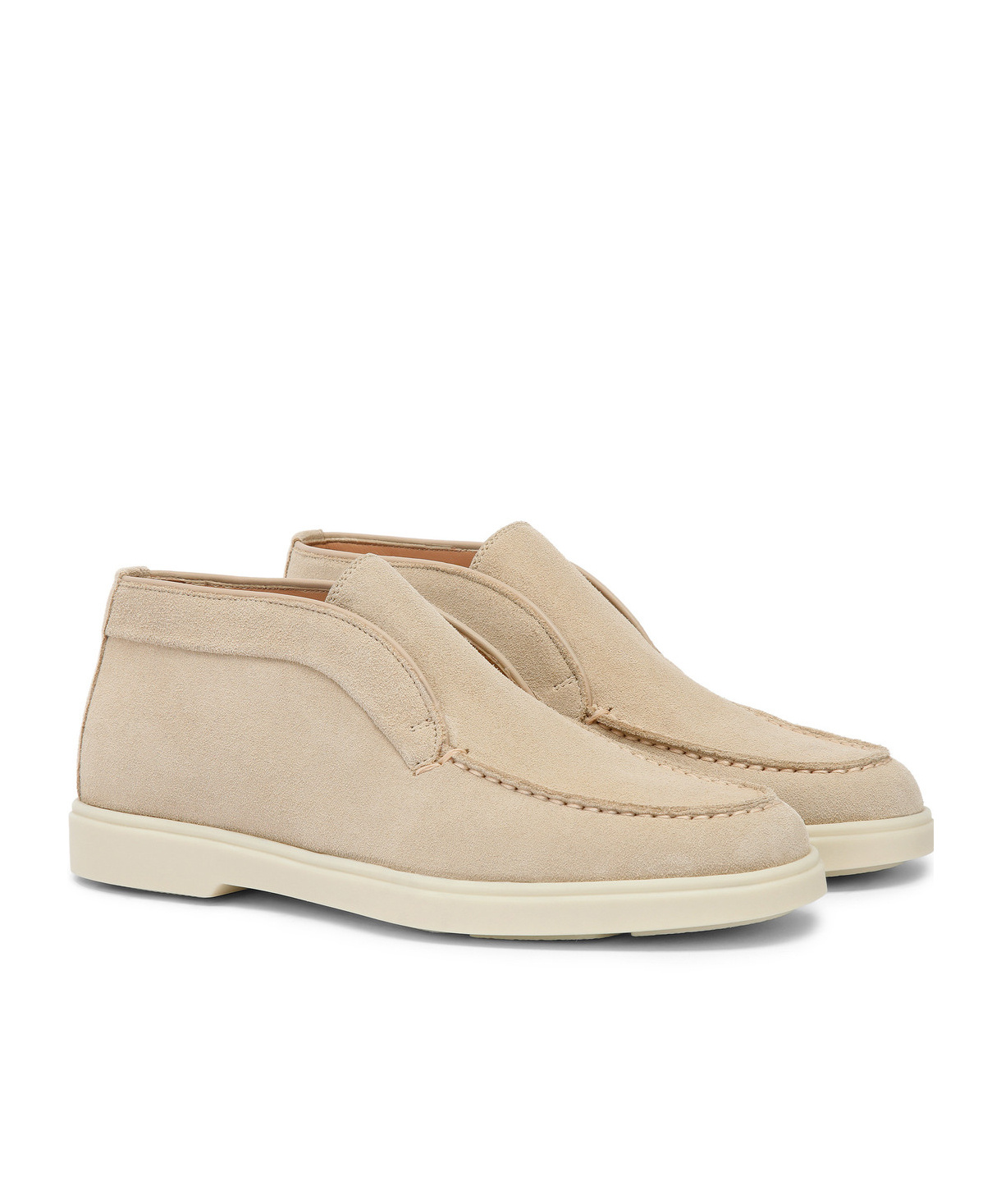 Santoni Chalk Suede Ankle Boots In Nude