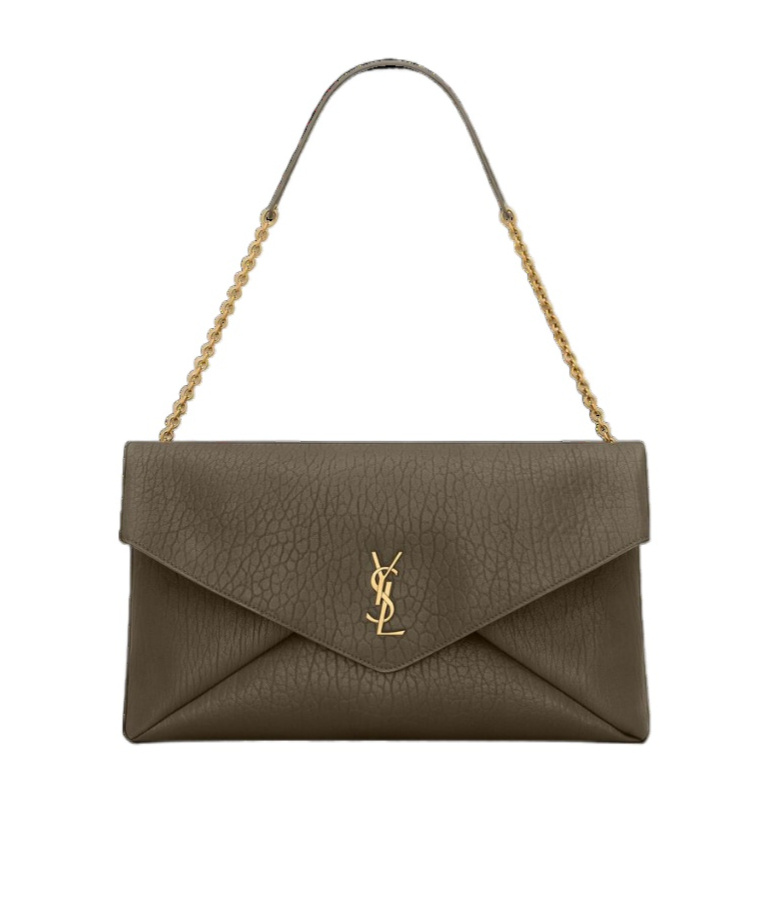 Saint Laurent Cassandre Xxl Envelope Pouch On Chain In Lambskin