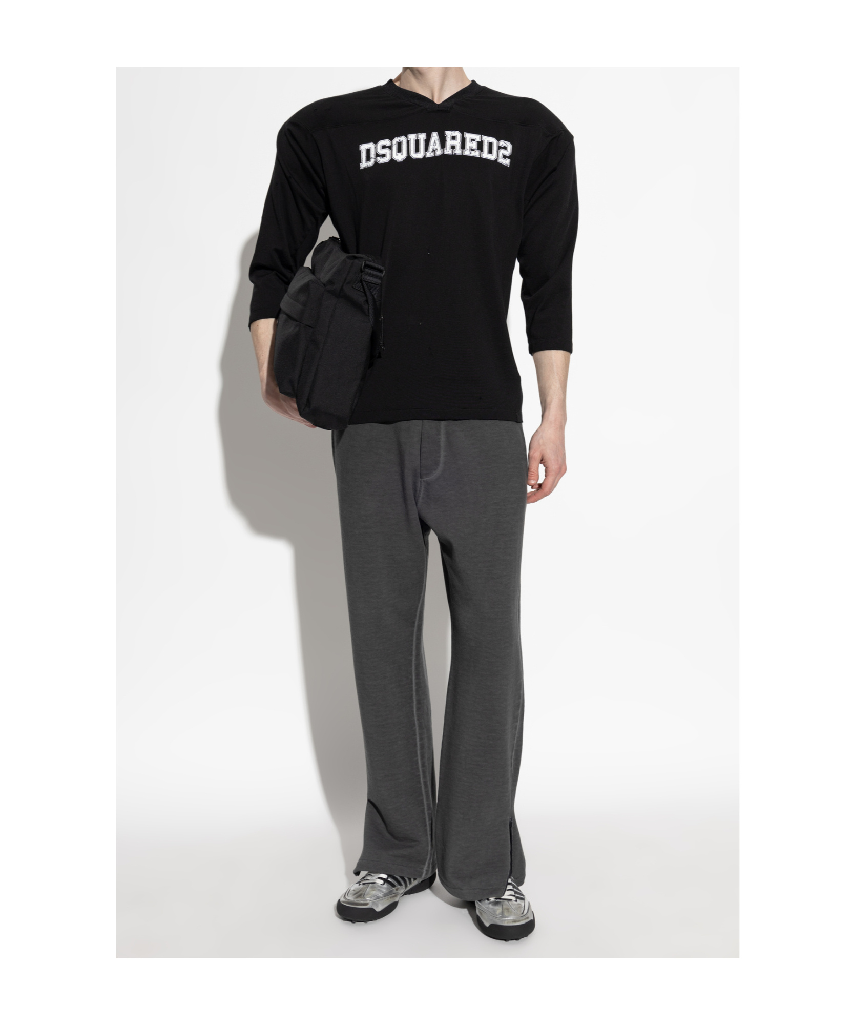 Dsquared2 Mens Charcoal Gym Zipped-cuffs Cotton-jersey Jogging Bottoms In Black
