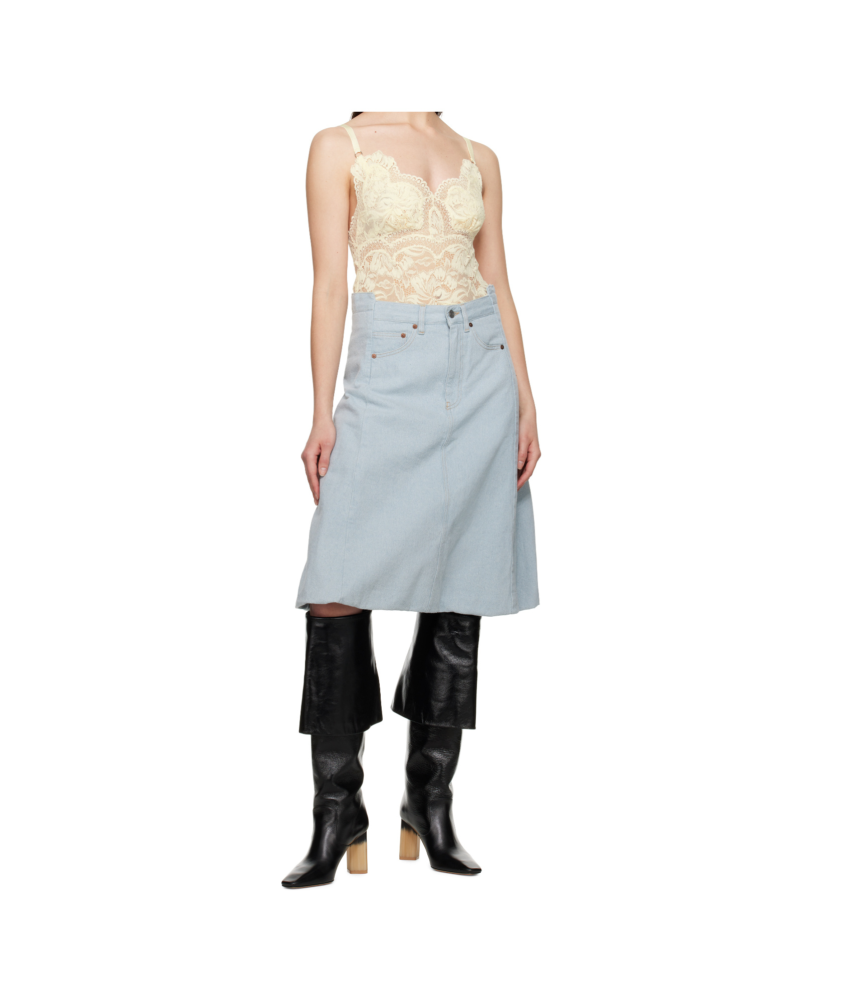 Shop Victoria Beckham Denim Midi Skirt