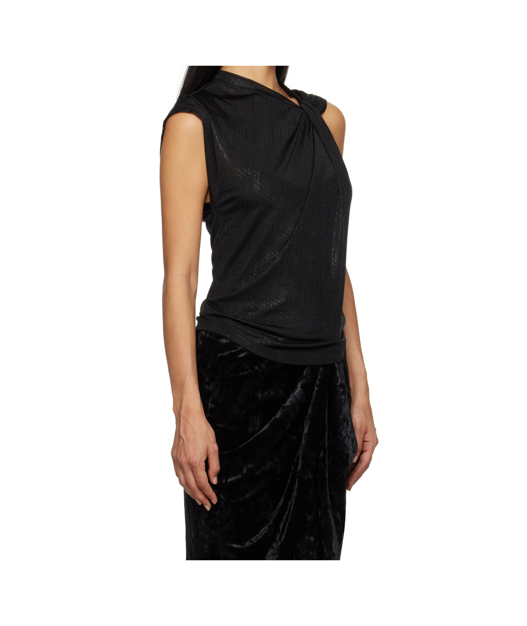 Isabel Marant Étoile Womens Nayda Asymmetrical Cotton-jersey T-shirt Black In Black