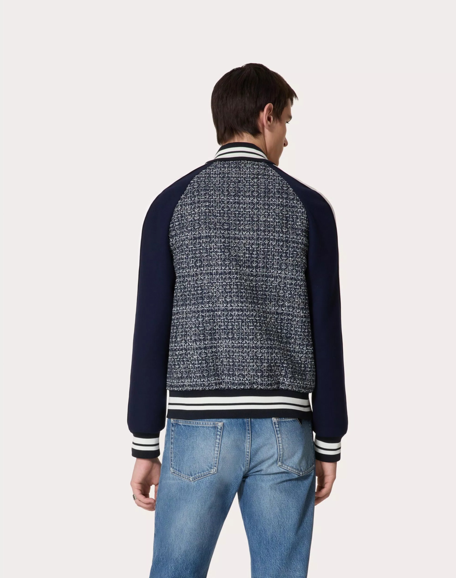 Valentino Tweed Bomber Jacket For In Blue