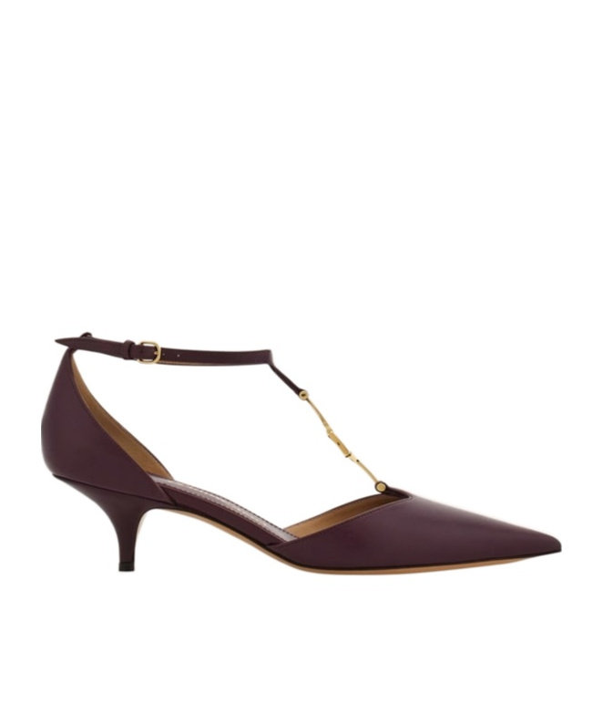 Ferragamo Maroon Pointed Toe Pumps In Burgundy
