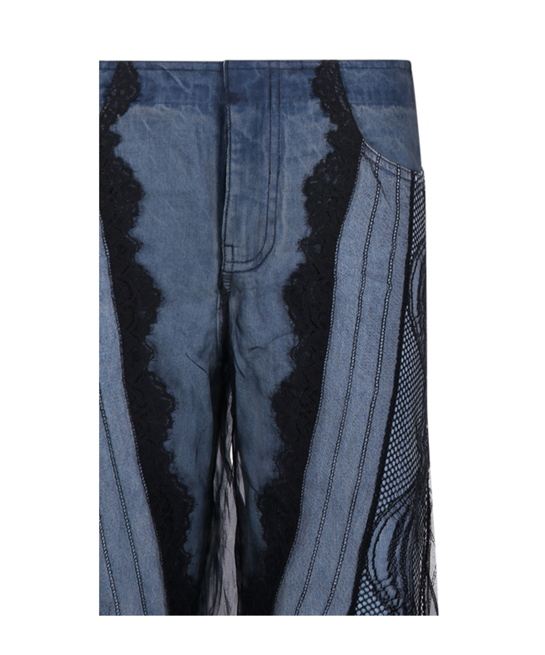 Christopher Esber Lace Embellished High Waist Trousers In Indigo/black