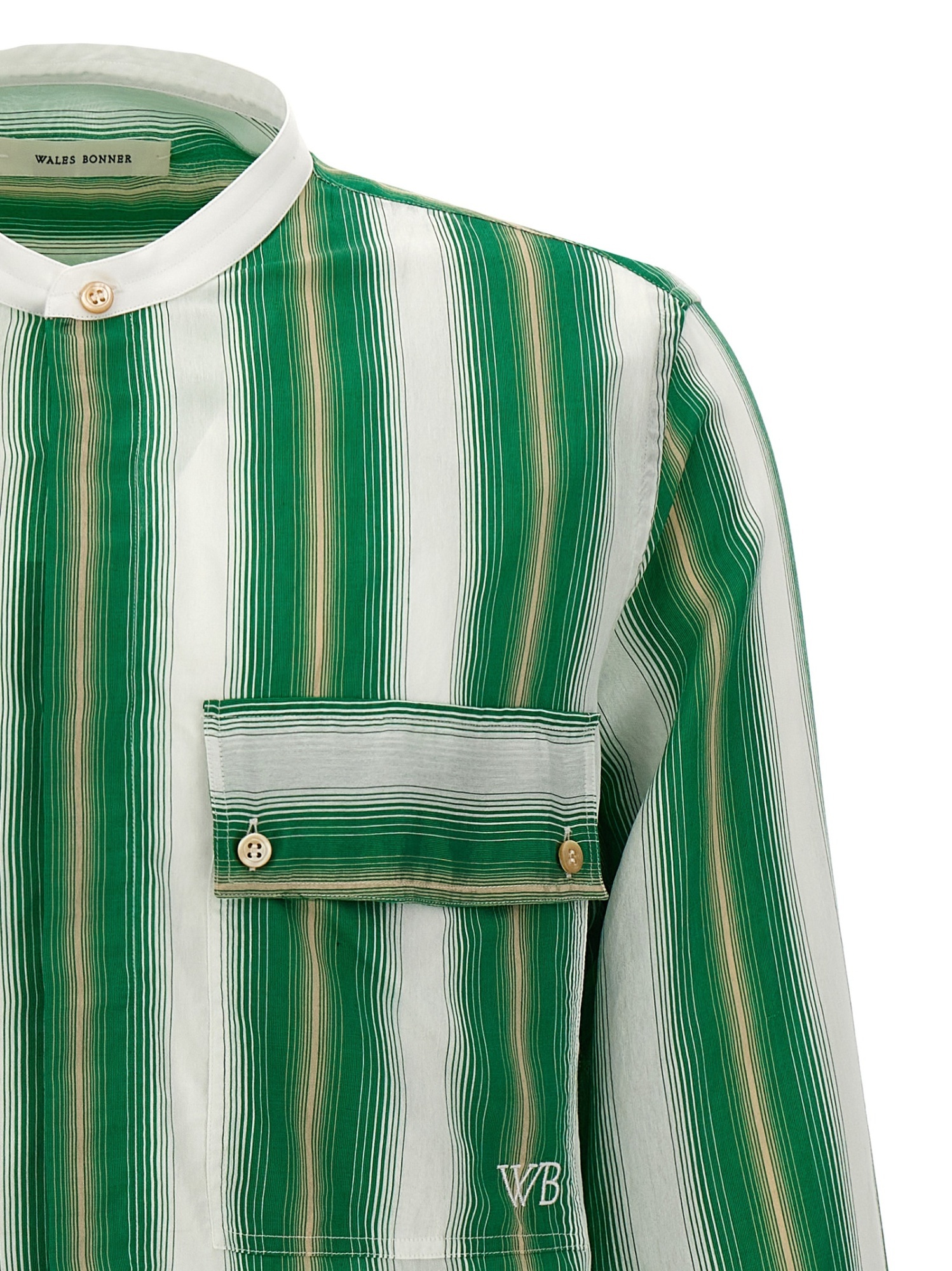 Shop Wales Bonner Cadence Striped Shirt In Green