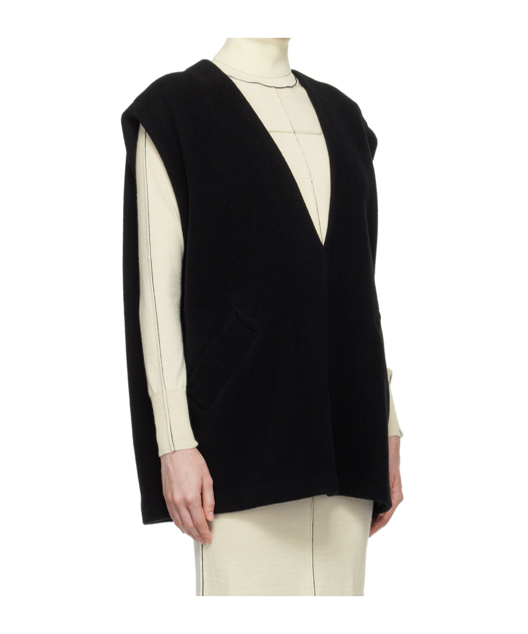 Mm6 Maison Margiela Black Plunging V-neck Vest In Black