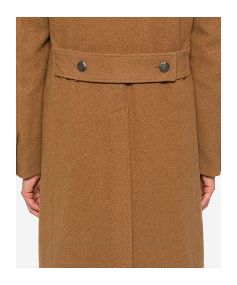 Shop Tagliatore Double-breasted Long-sleeved Coat In Brown
