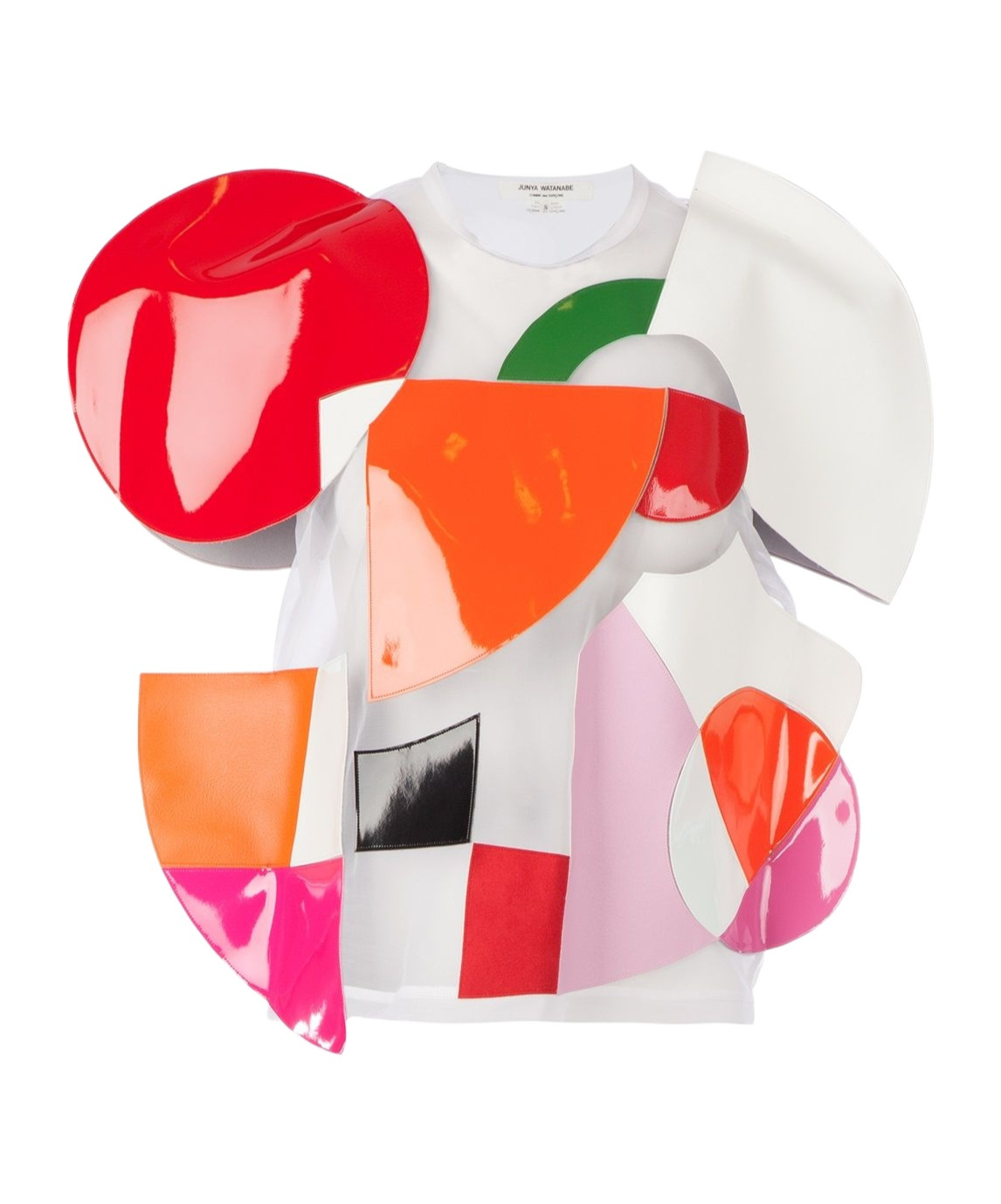 Junya Watanabe Colorful Geometric Patchwork Top With Short Sleeves In Multi