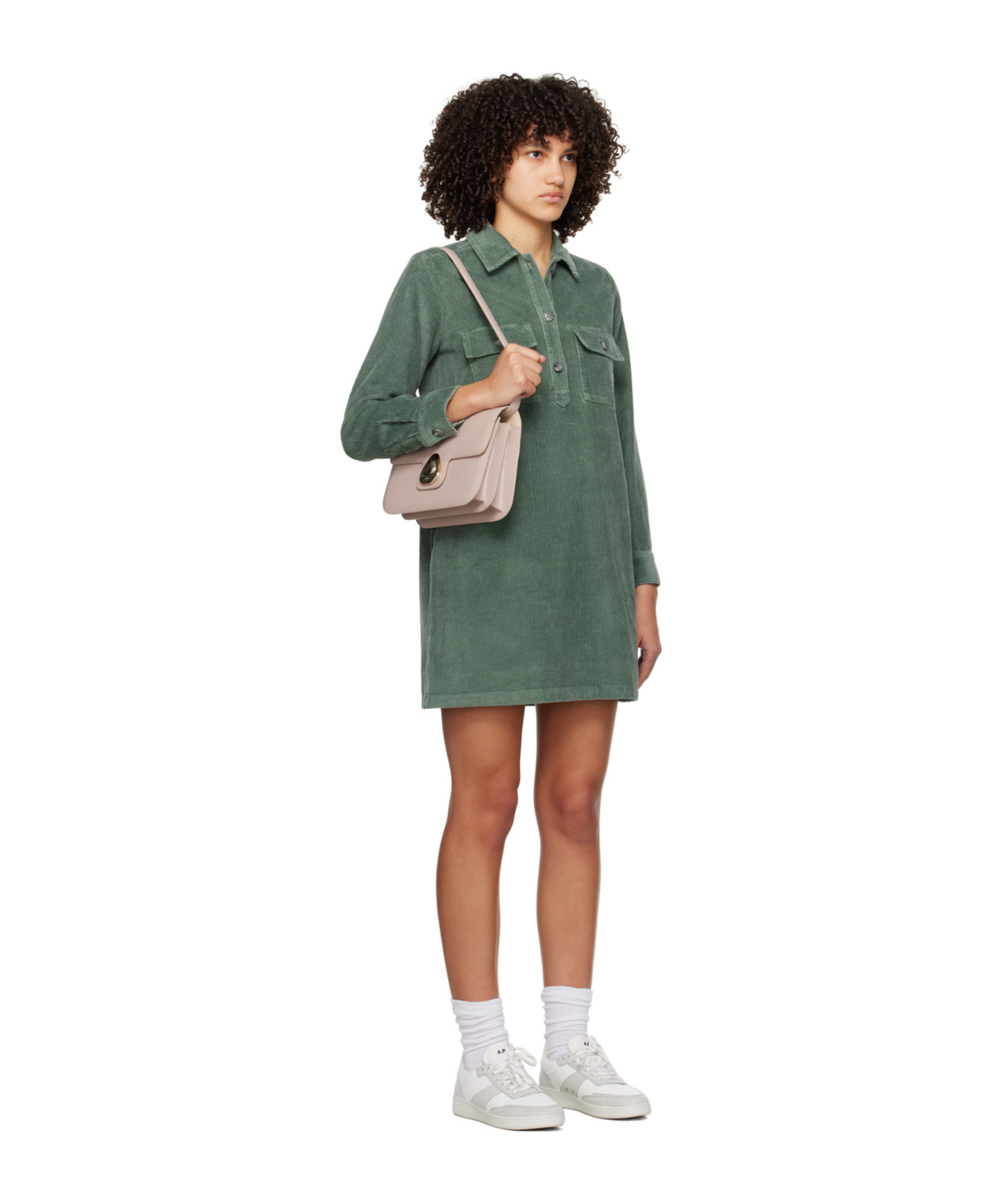 Apc Short Lapel Dress In Green