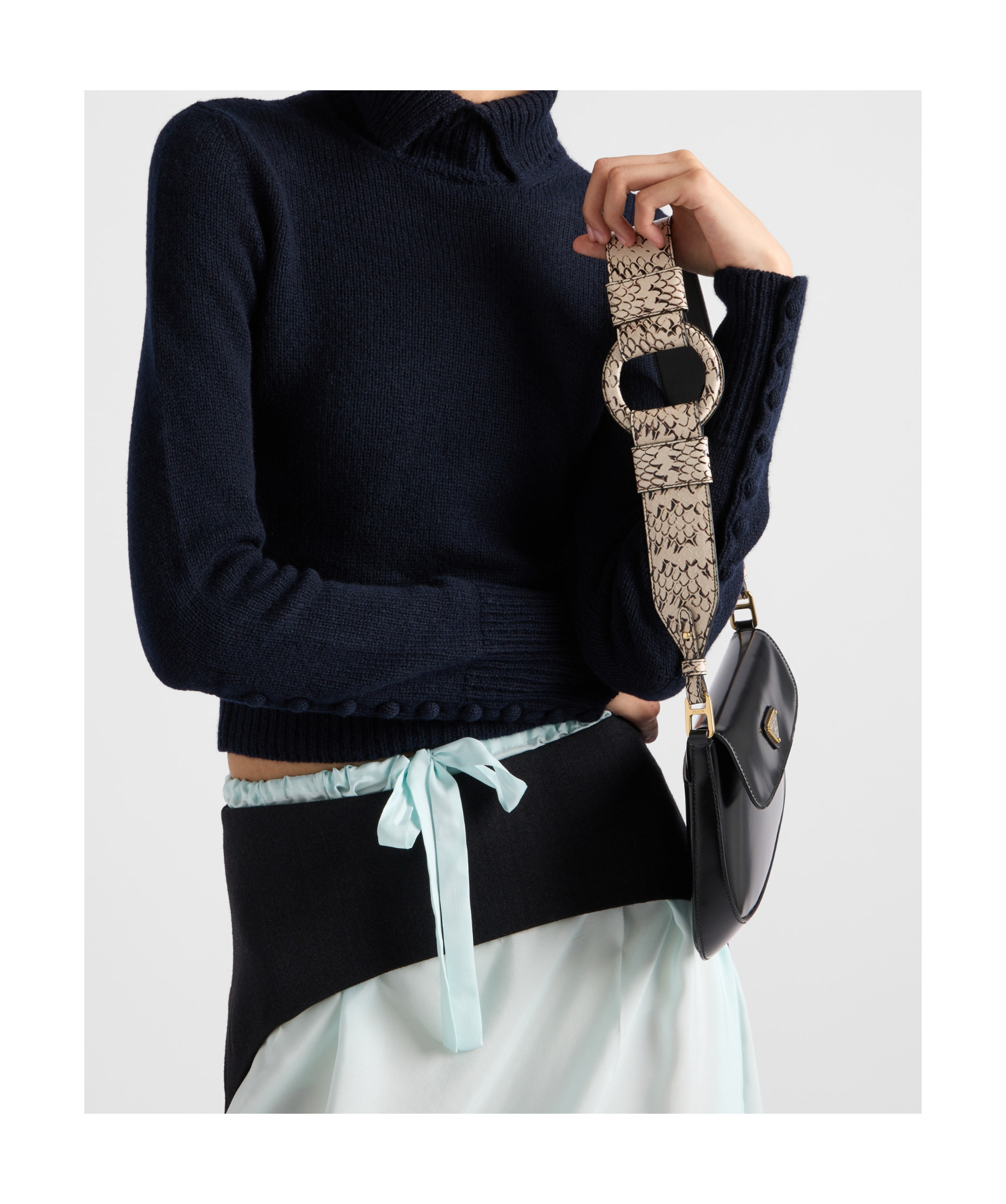 Prada Turtleneck Cashmere Sweater In Navy Blue