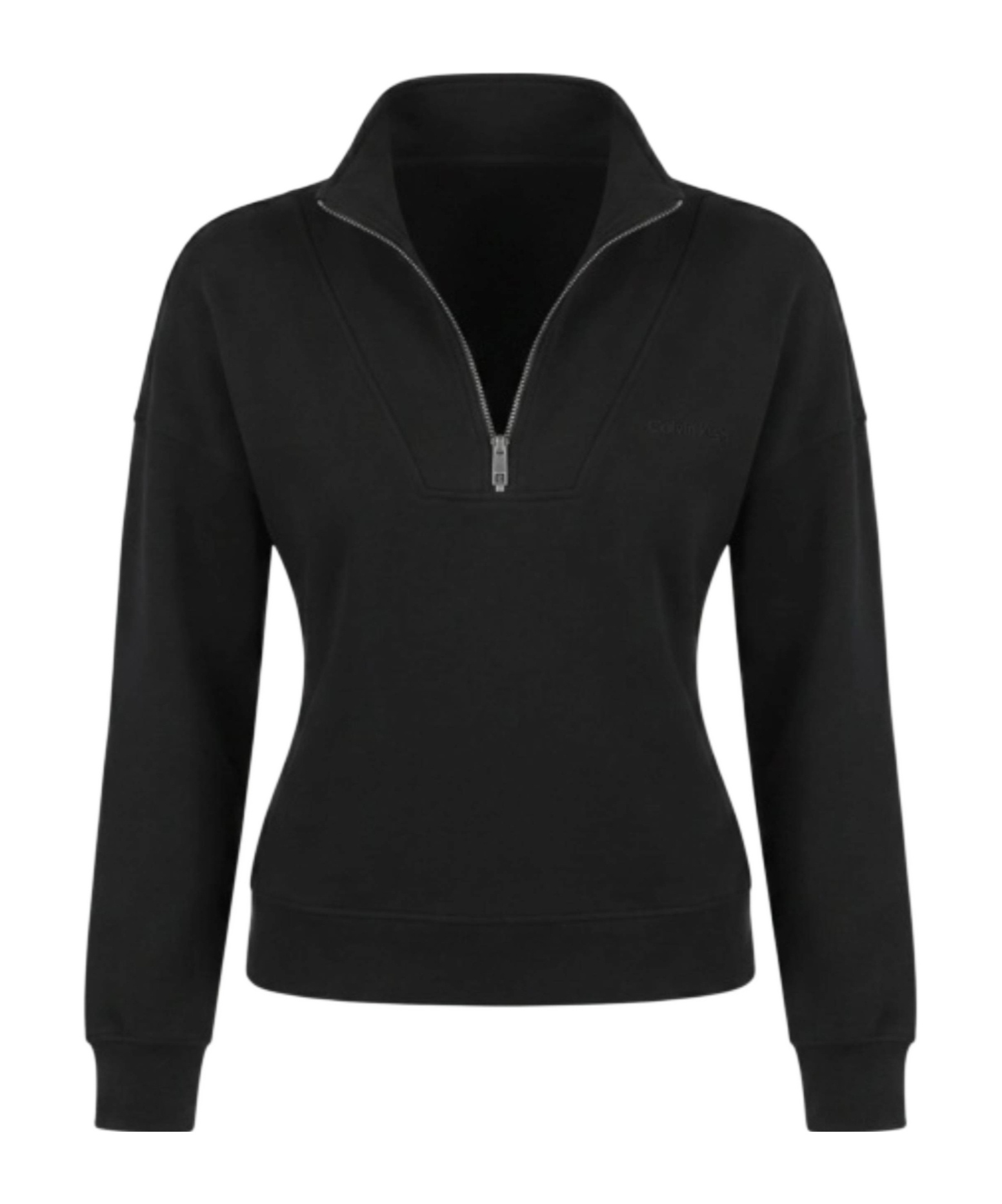 Calvin Klein Half-zip Logo-embroidered Sweater In Black