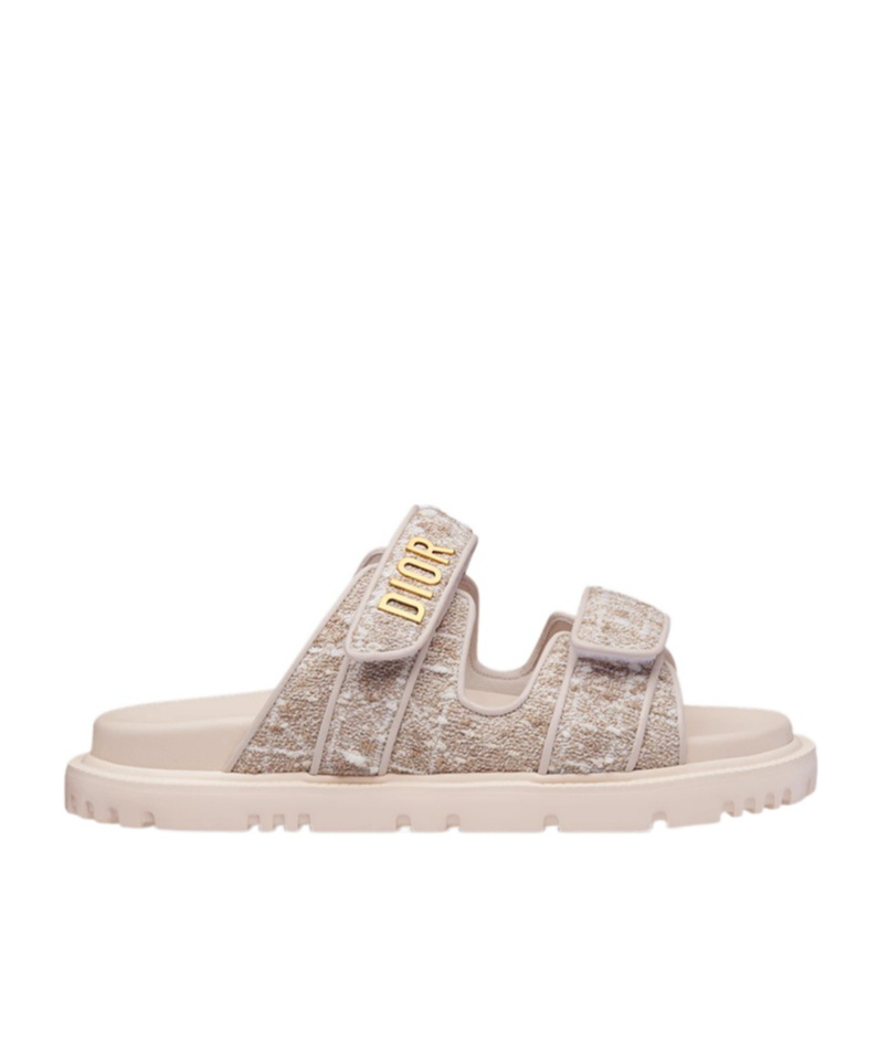 Dior Logo Leather Sandal In Beige
