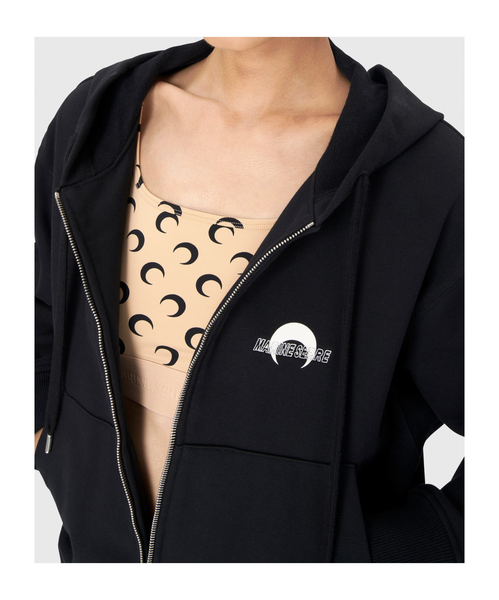 Marine Serre Long-sleeved Hooded Sweatshirt