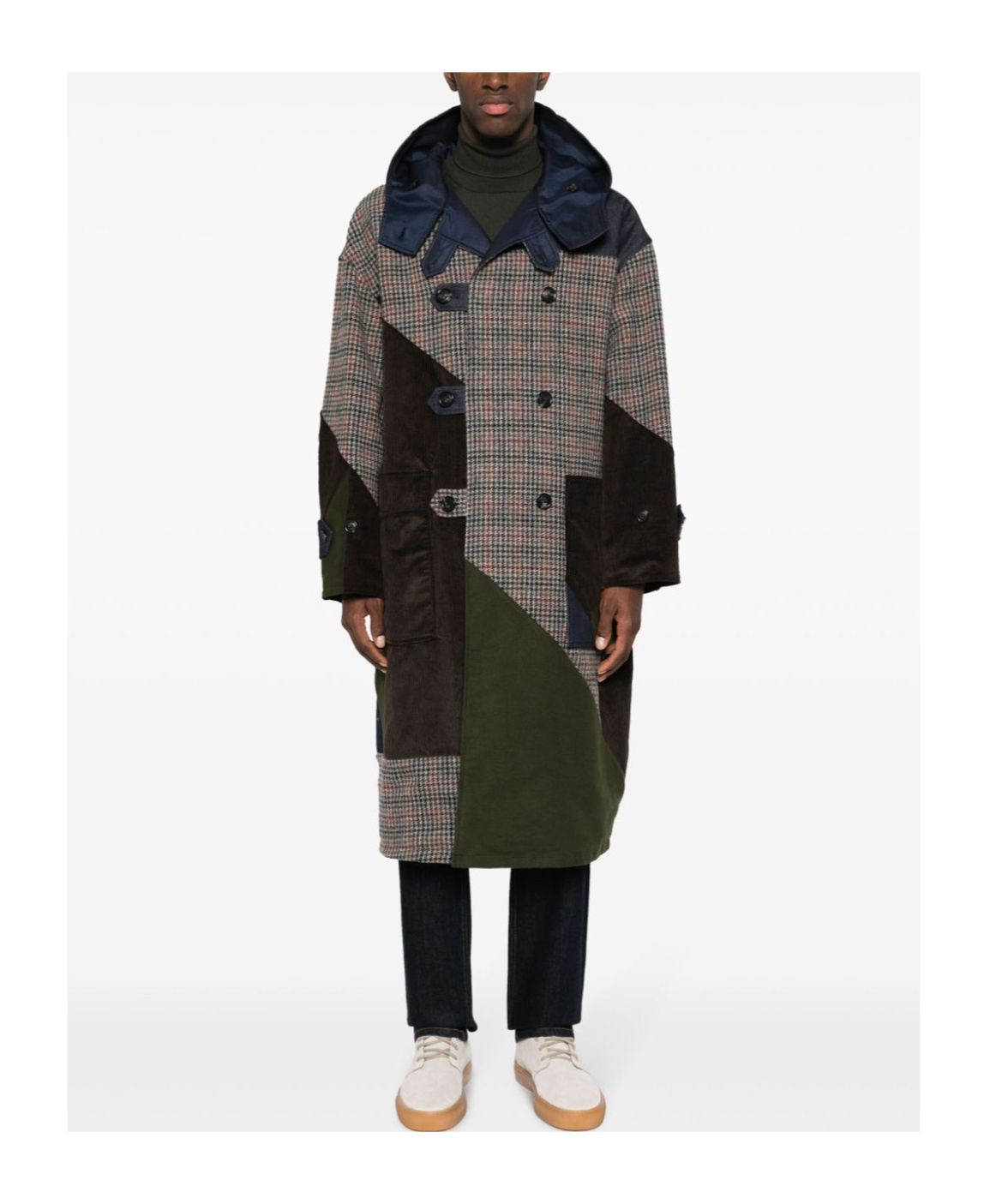 Baracuta Patchwork Wool Duffle Coat In Black