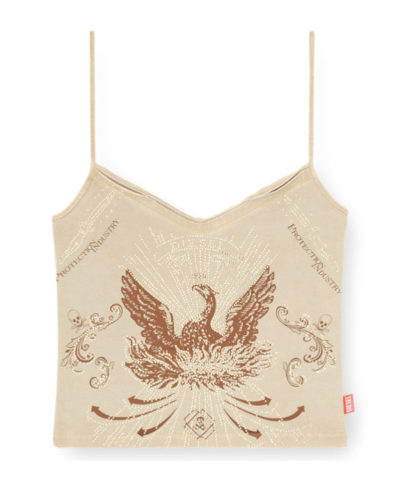 Diesel Eagle-print Cami Tank Top In Brown