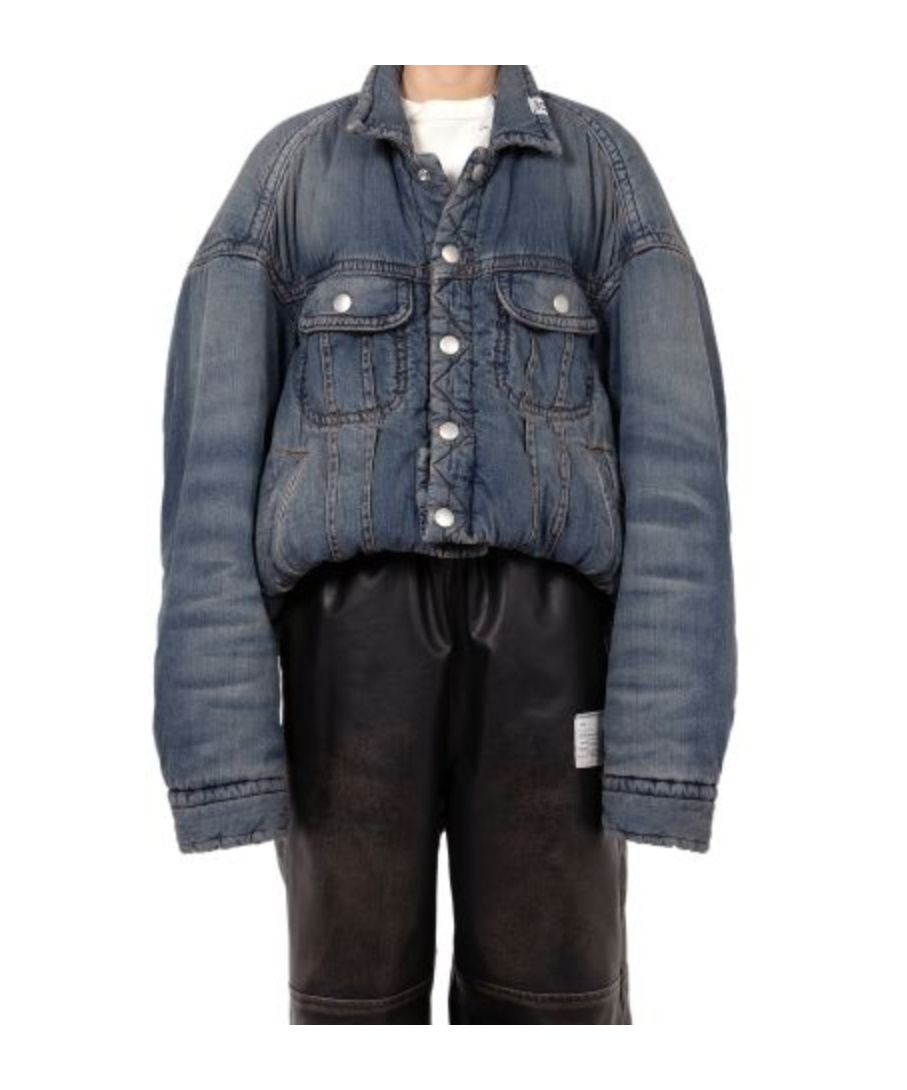 Miharayasuhiro Rolled-up Hem Down Denim Jacket In Purple