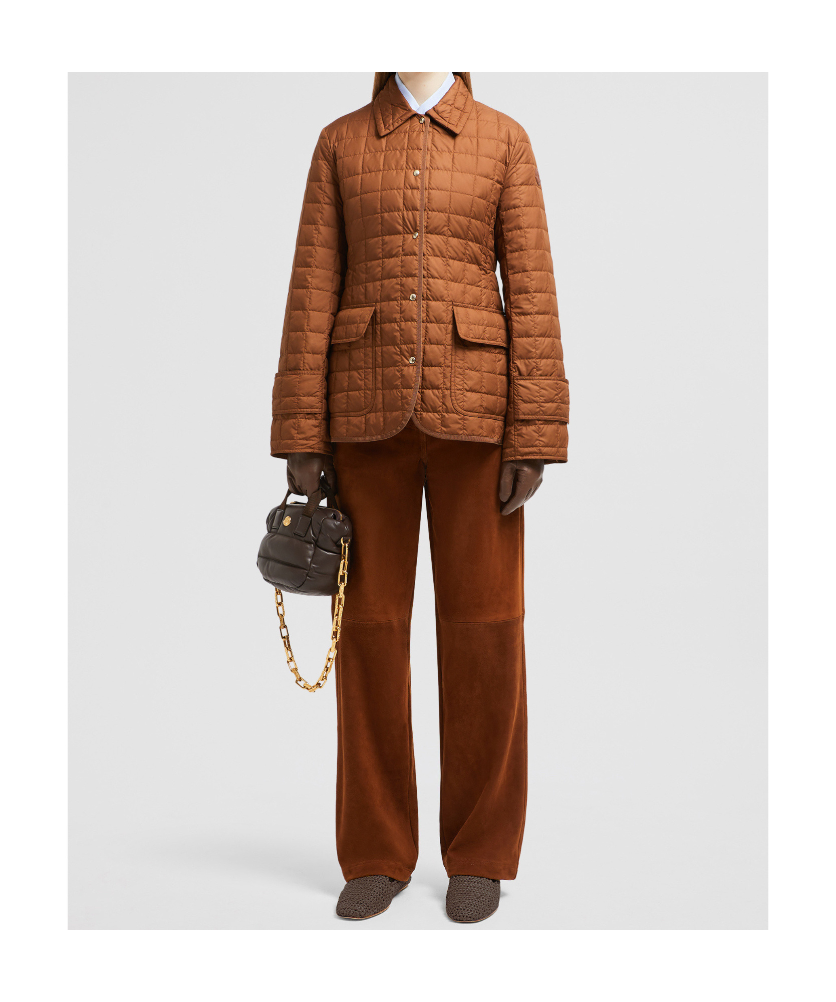 Moncler Epinal Square Quilted Down Jacket In Brown