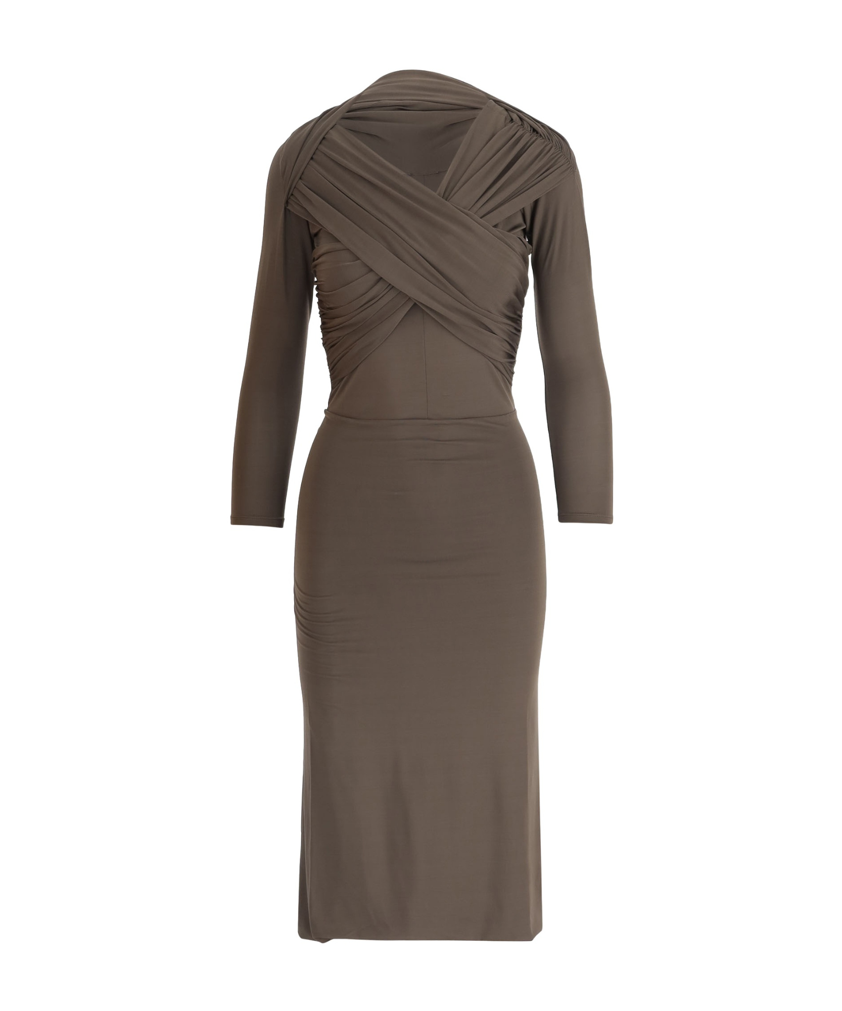 Patou Long Dress Cross Effect In Brown