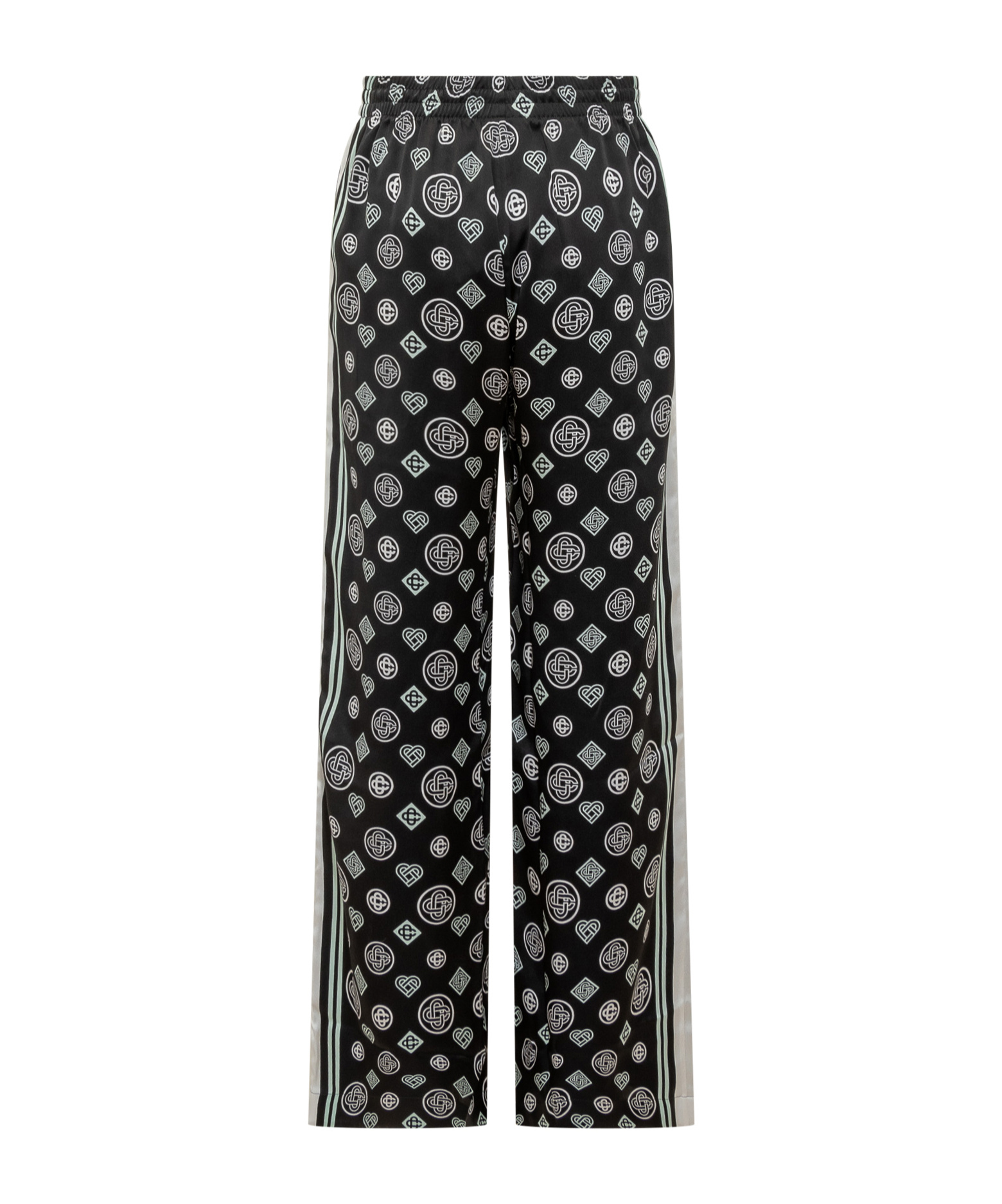 Casablanca Silk Pants With Monogram Print In Black