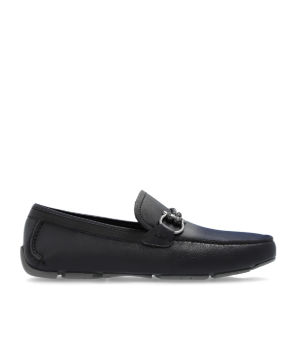 Ferragamo Gancini Leather Loafers In Black