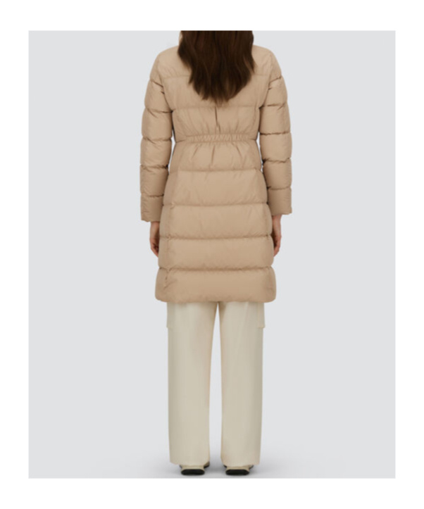 Herno Satin And Lady Alternative Fur Long Jacket In Neutral