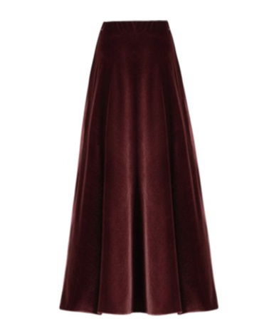 D Exterior Pleated Detail Skirt In Burgundy