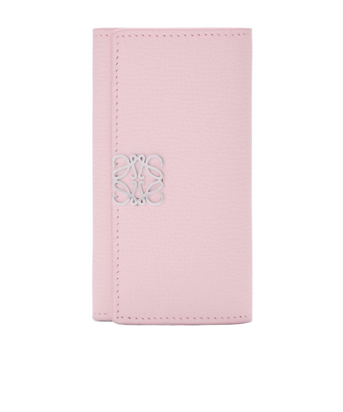 Loewe Anagram Key Case In Pebble Grained Calfskin In Pink