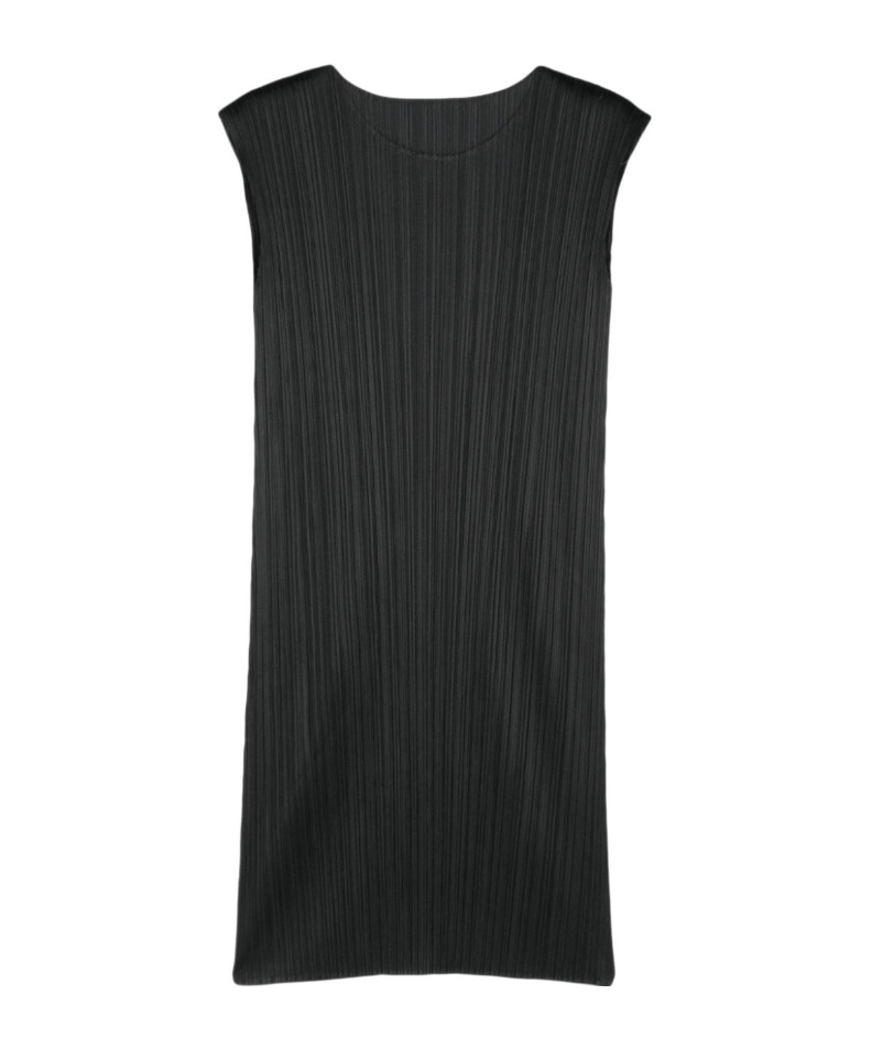 Issey Miyake Pleated Shift Dress In Black