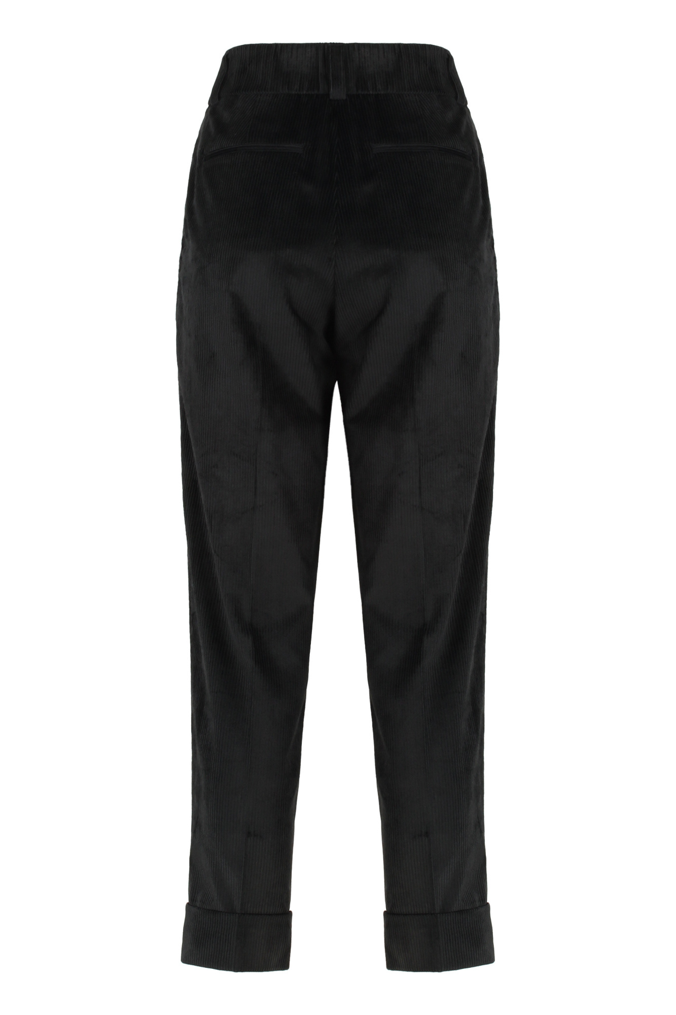 Peserico Corduroy Belt-loop Trousers In Black