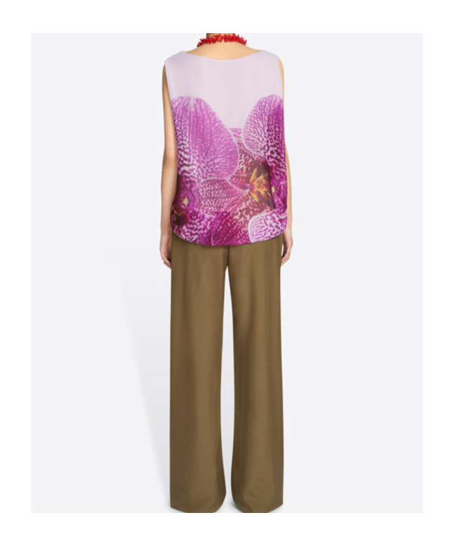 Dries Van Noten Silk Tank Top In Purple-red