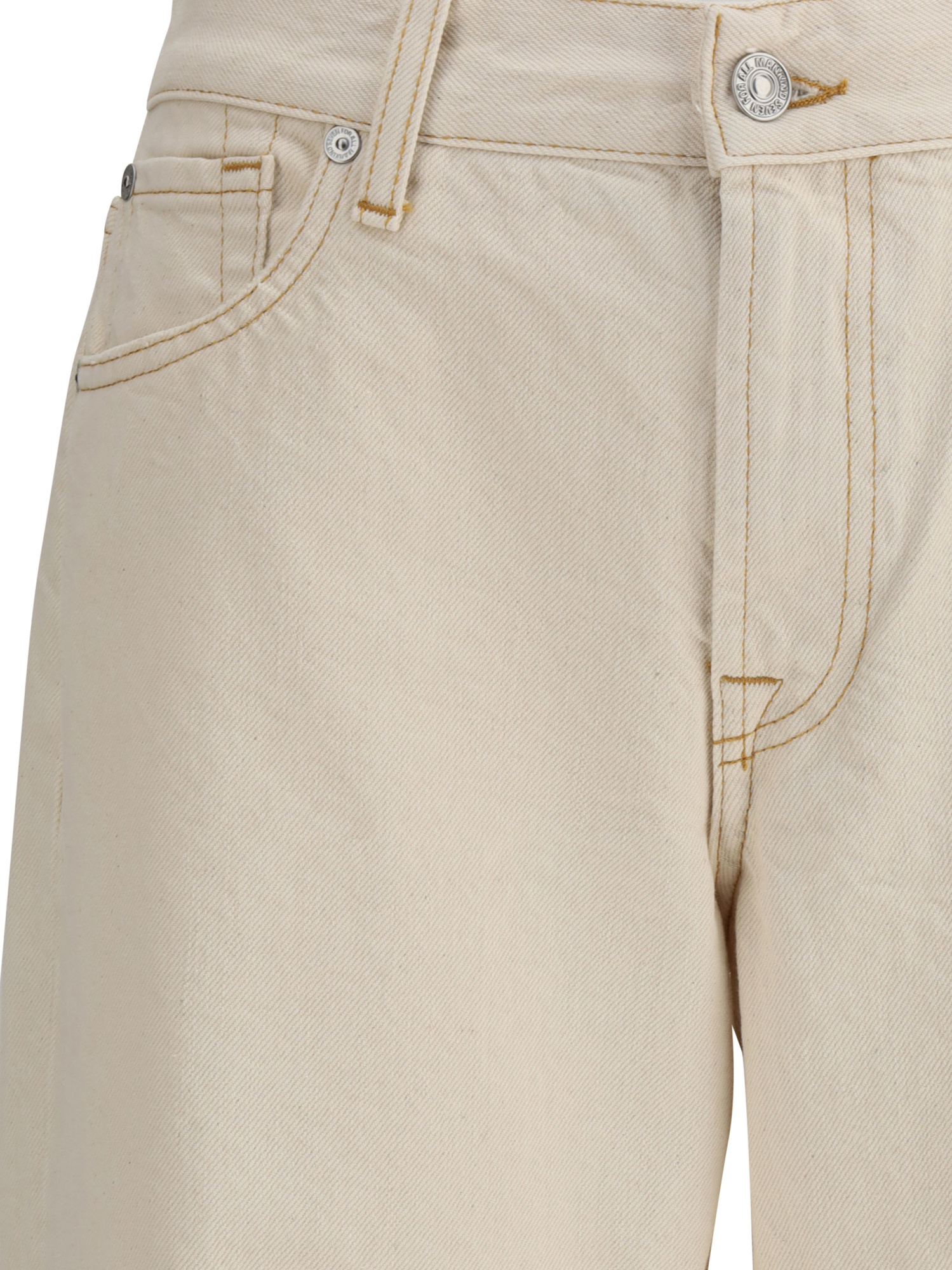 7 For All Mankind Straight Jeans With Belt Loops And Pockets In Gold
