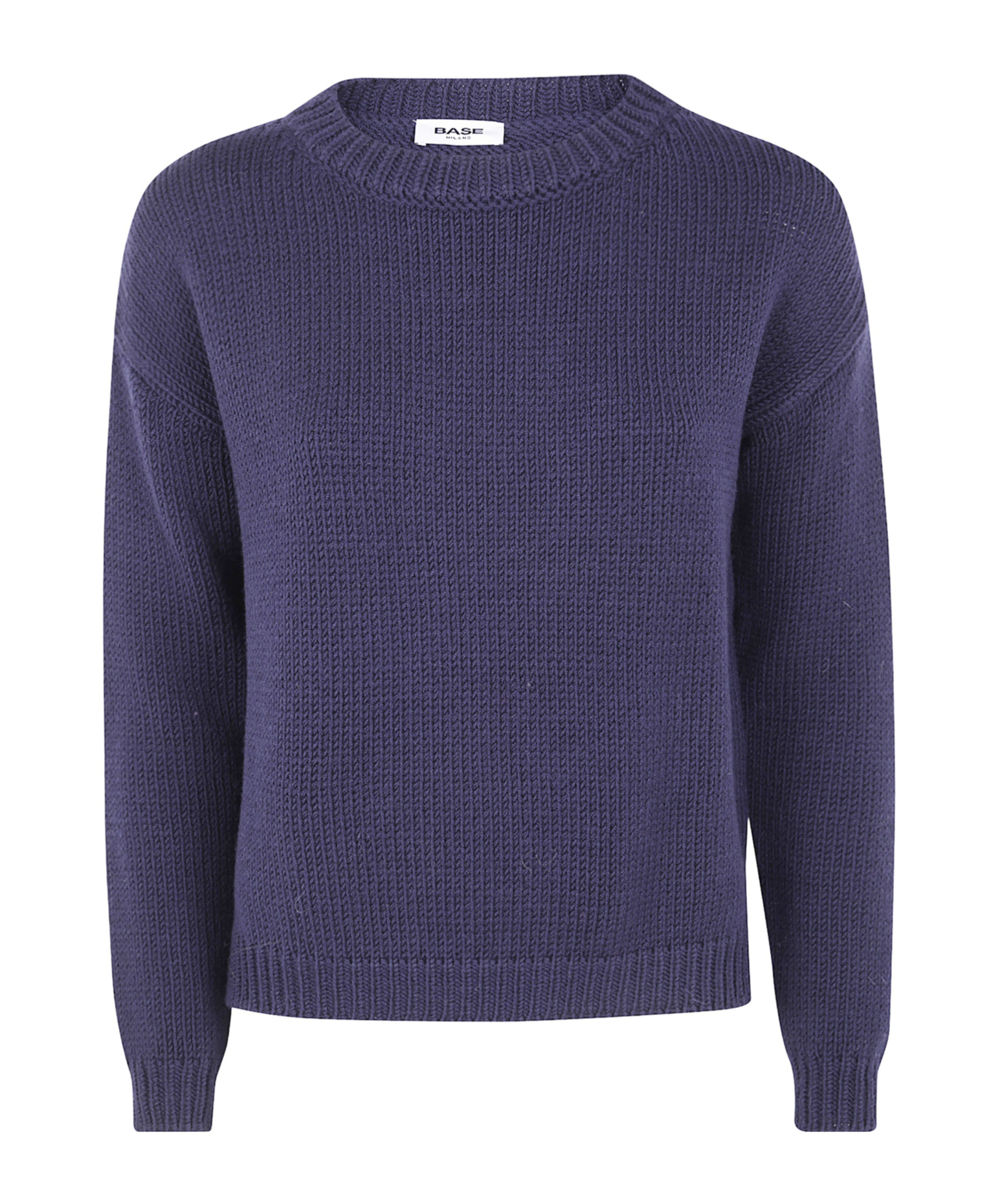 Baserange Ribbed Boat Neck Sweater In Blue