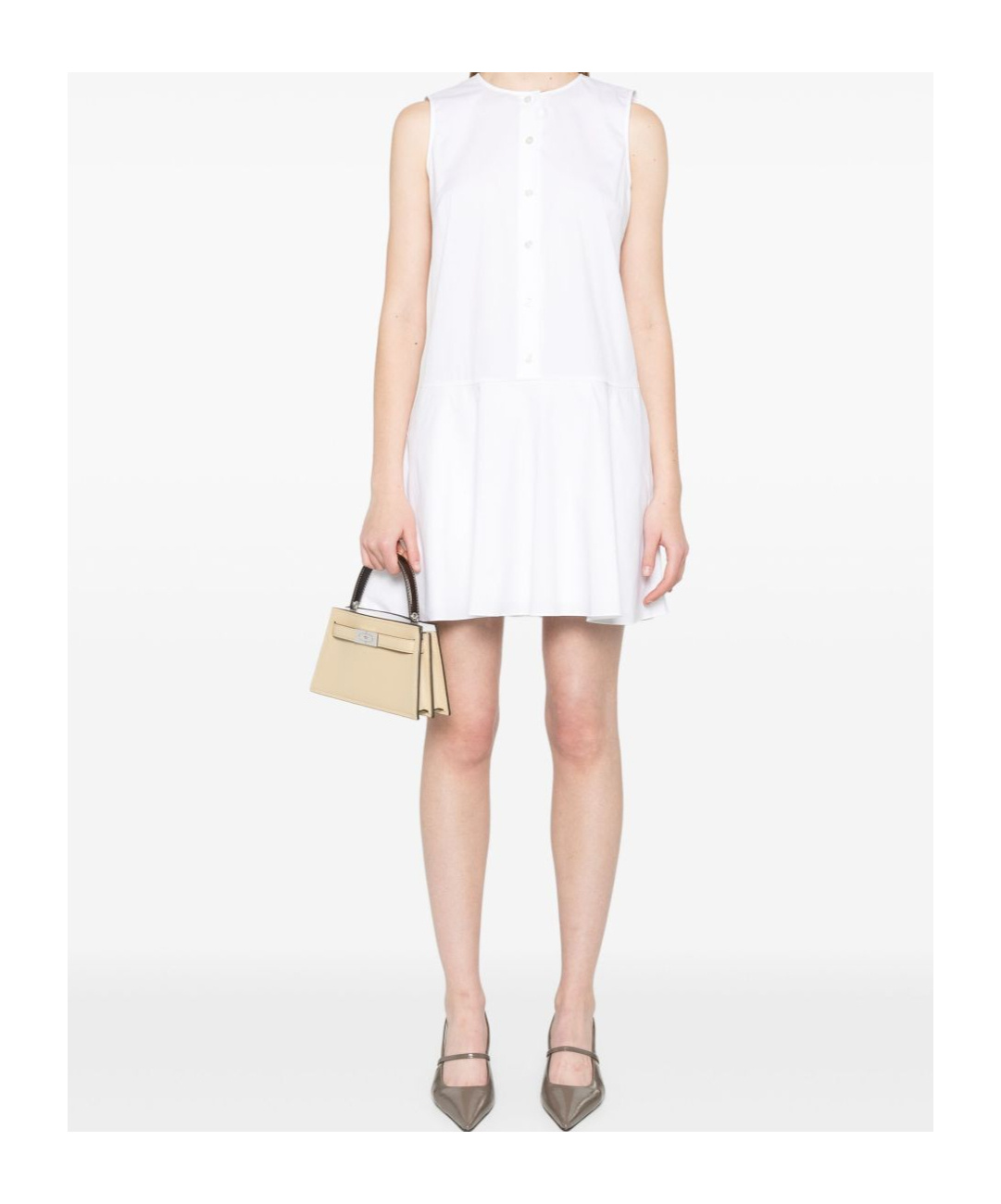 Theory Mini Dress With Crew Neck And Flared Skirt In White