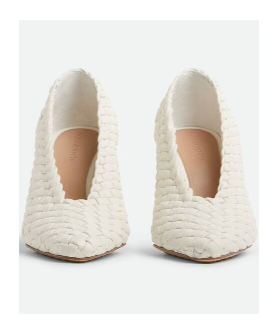 Bottega Veneta Sofia Intrecciato Leather Pumps In White