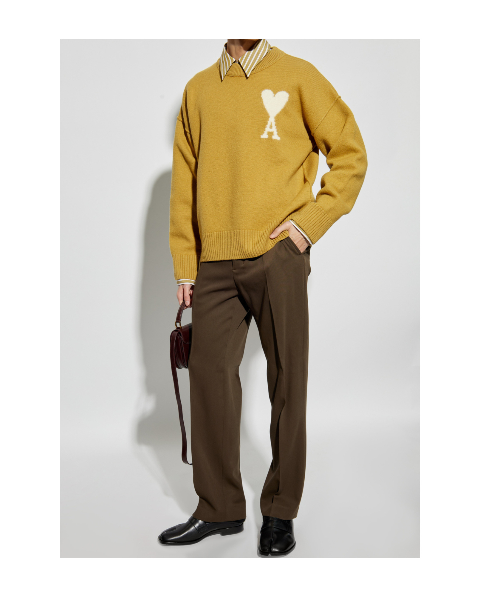Ami Alexandre Mattiussi Long-sleeved Sweater In Yellow