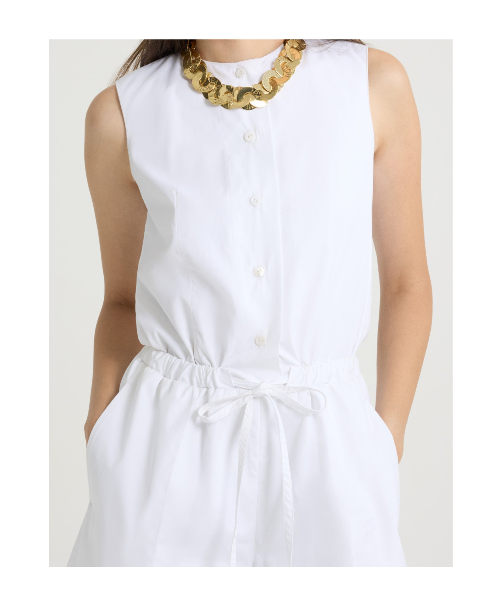 Patou Open-back Poplin Playsuit In White