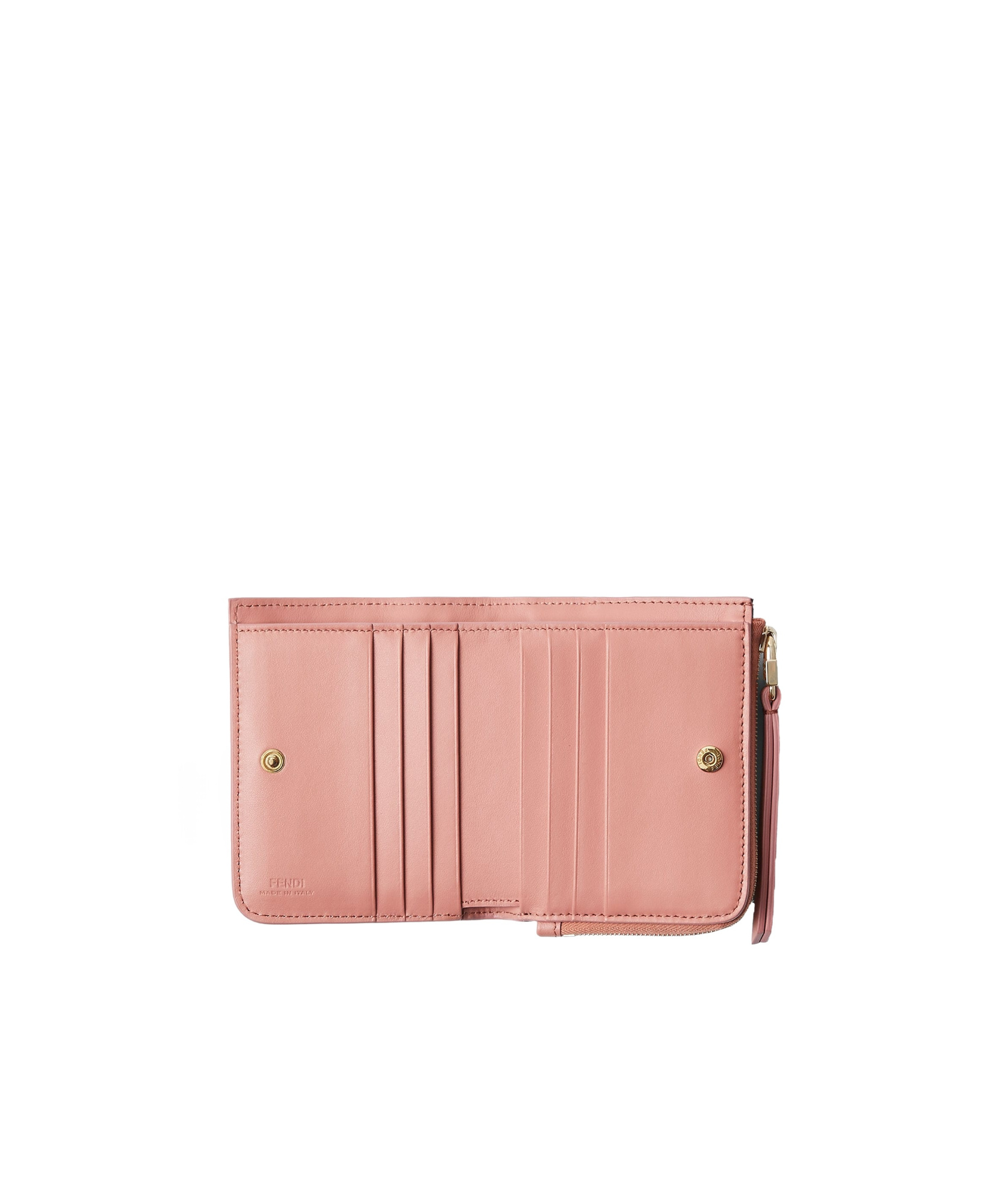 Fendi Slim Baguette Wallet In Pink Nappa With Ff Motif Women In Pink