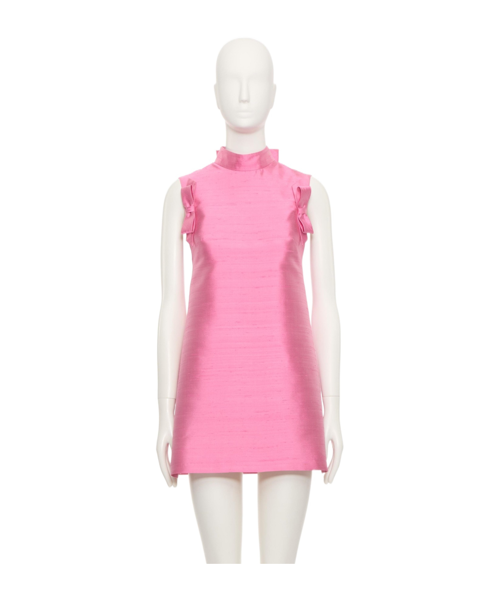 Valentino Garavani Bow Detail Shantung Silk Minidress In Pink