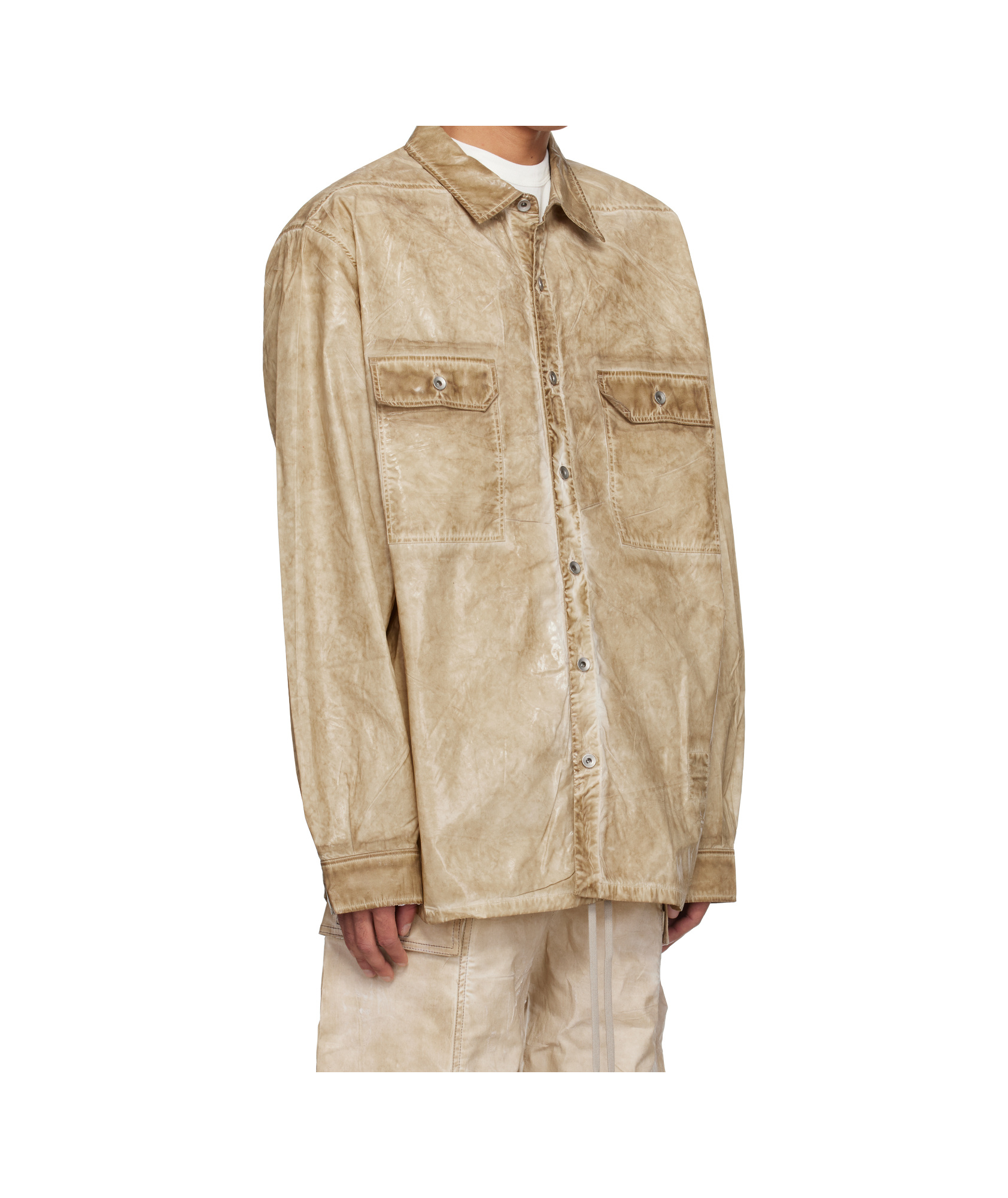 Rick Owens Drkshdw Beige Hollywood Jumbo Overshirt In Nude