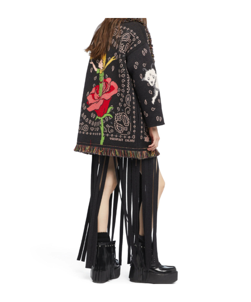 Alanui Little Prince Cardigan Mit Bandana-fransen In Black