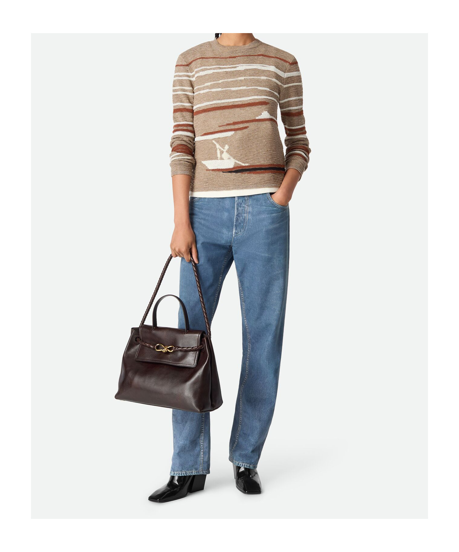 Bottega Veneta Ciao Ciao Medium Distressed Leather Top-handle Bag