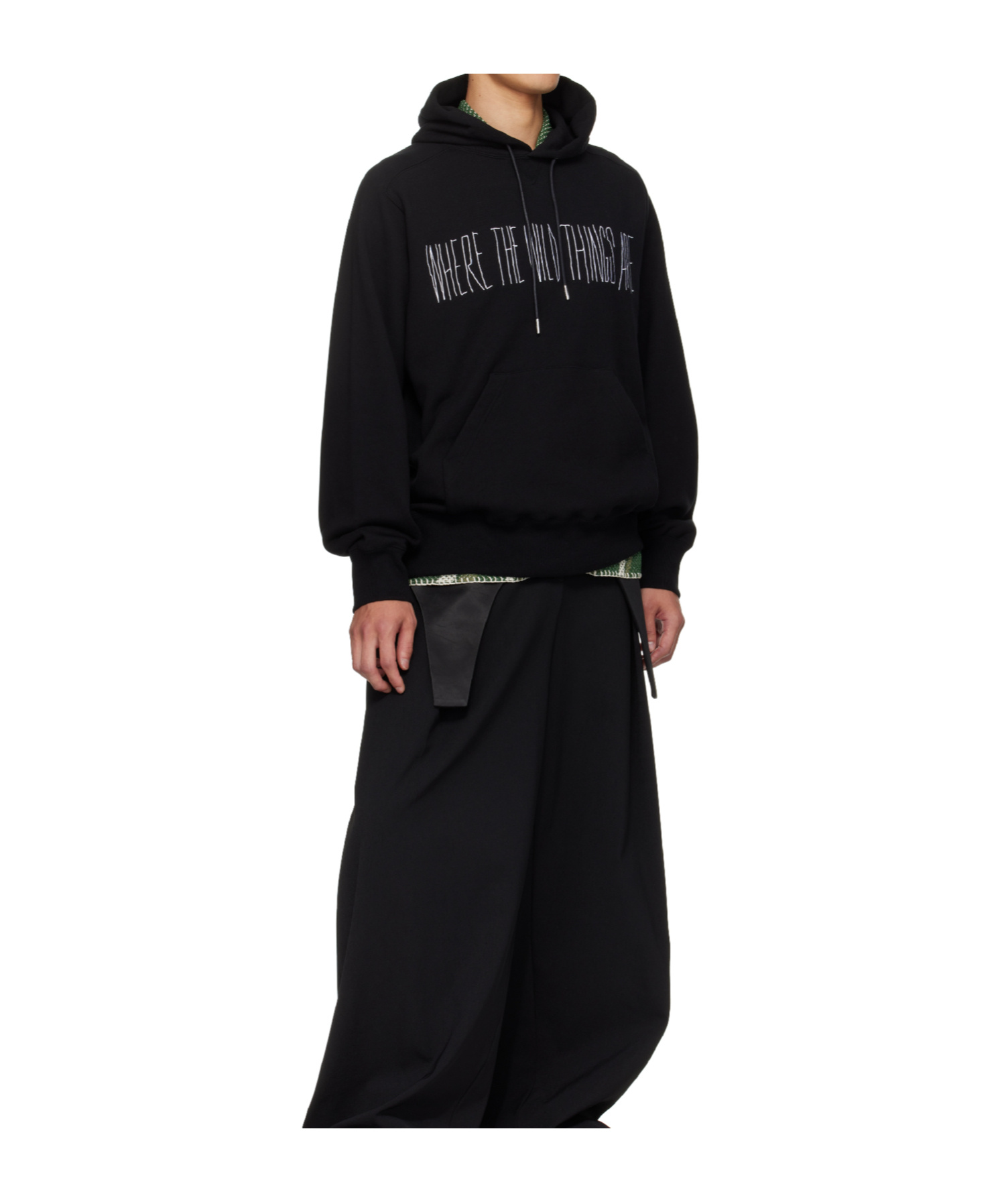 Sacai Long-sleeved Hooded Sweatshirt In Black
