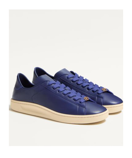Valentino Royco Leather Sneakers With Rubber Sole In Blue